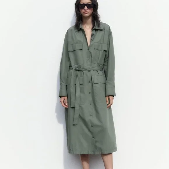 zara green poplin dress Green Floral Print Viscose Maxi Dress
